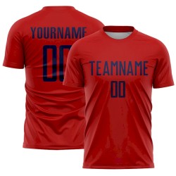 Custom Red Navy Sublimation Soccer Uniform Jersey