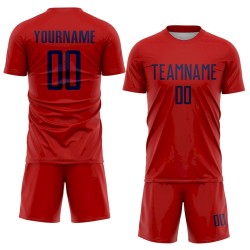 Custom Red Navy Sublimation Soccer Uniform Jersey