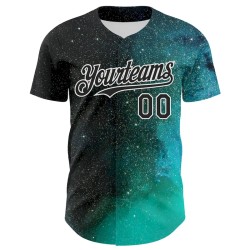 Custom Black White 3D Pattern Design Rave Psychedelic Space Galaxy Star Authentic Baseball Jersey