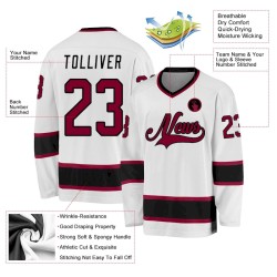 Custom White Maroon-Black Hockey Jersey Custom White Maroon-Black Hockey Jersey