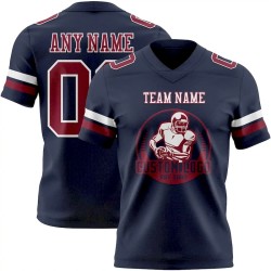 Custom Navy Crimson-White Mesh Authentic Football Jersey