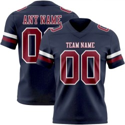 Custom Navy Crimson-White Mesh Authentic Football Jersey