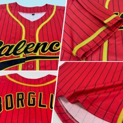 Custom Red Black Pinstripe Old Gold Authentic Baseball Jersey